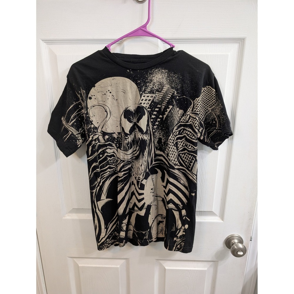 Marvel Venom Cityscape Graphic T-Shirt Mens Black  Comic Print Tee - Size M‎
